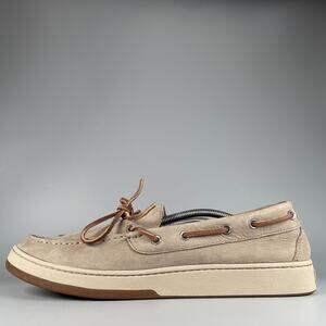 L.L. Bean Men's Size 14 Medium Gray Leather Slip On Moc Toe Boat Shoes Loafers